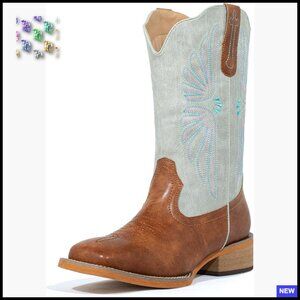 Square Toe Cowboy Boots Mid Calf Western Fashion Boots Wide Calf Comfort